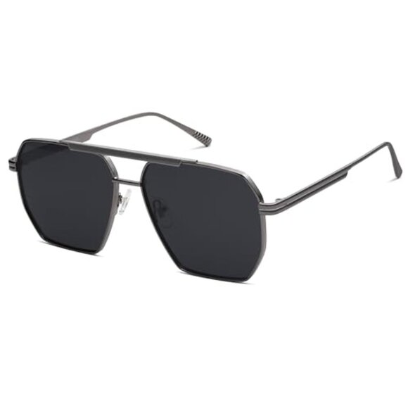 Retro Oversized Square Polarized Sunglasses Vintage Metal Frame Y2K Chic main image 4